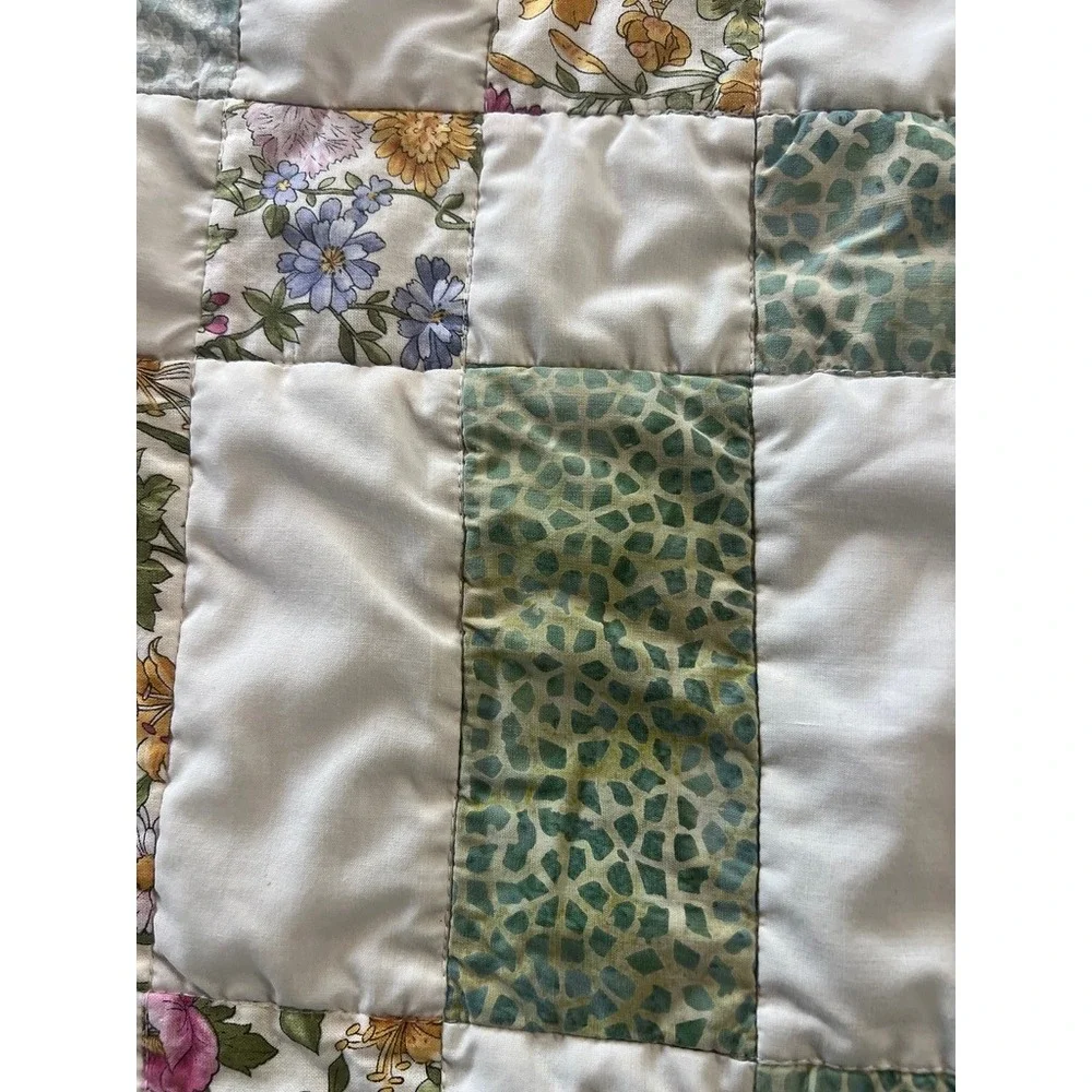 Handmade Patchwork Quilt Crib Blanket Nursery Floral Cottagecore Heirloom Soft